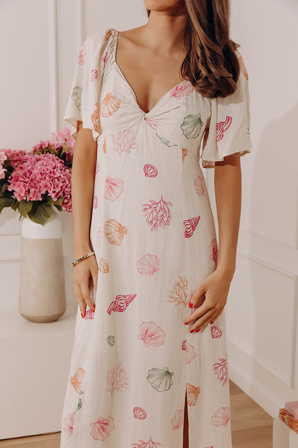 Coastal Glow Linen-Blend Midi Dress Image - 2