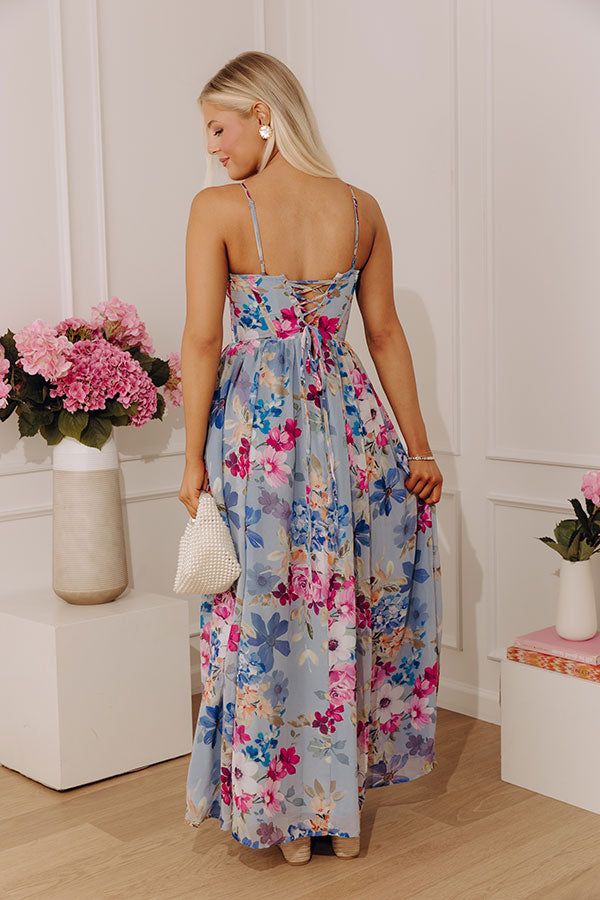 Enchanted Embrace Floral Maxi Dress in Light Blue Image - 5