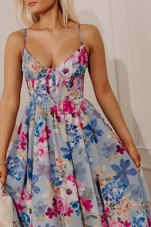 Enchanted Embrace Floral Maxi Dress in Light Blue Image - 2