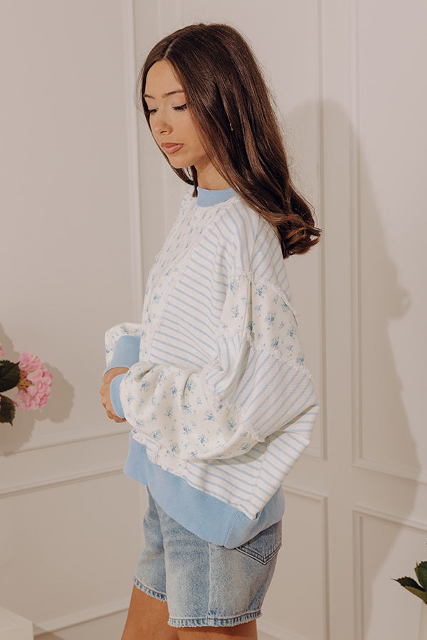 Floral Daydream Oversized Sweatshirt in Sky Blue Image - 4