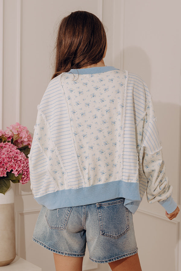 Floral Daydream Oversized Sweatshirt in Sky Blue Image - 5