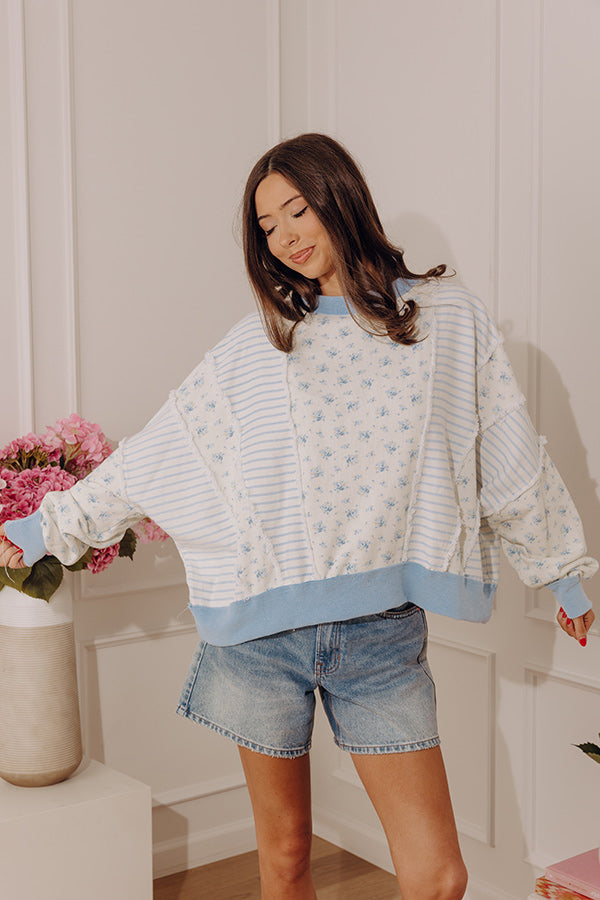 Floral Daydream Oversized Sweatshirt in Sky Blue Image - 1