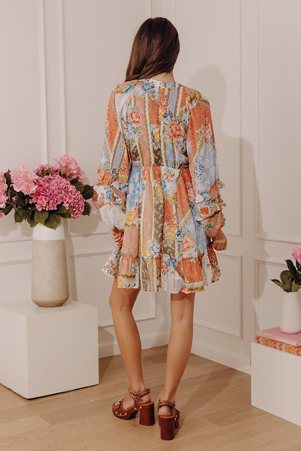Full Hearted Patchwork Floral Mini Dress M / sky blue Full Hearted Patchwork Floral Mini Dress M / sky blue