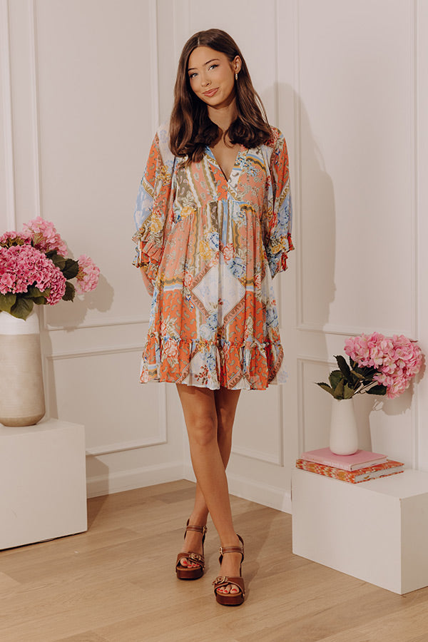 Full Hearted Patchwork Floral Mini Dress Image - 3