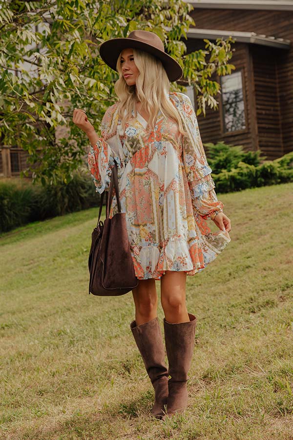 Full Hearted Patchwork Floral Mini Dress Image - 2