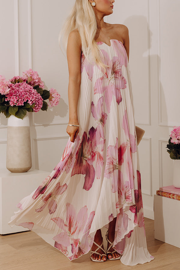Painted Petals Pleated Midi Dress Image - 3