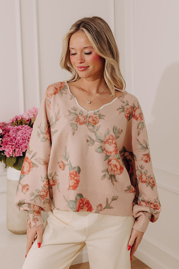 Morning Stroll Floral Knit Sweater
