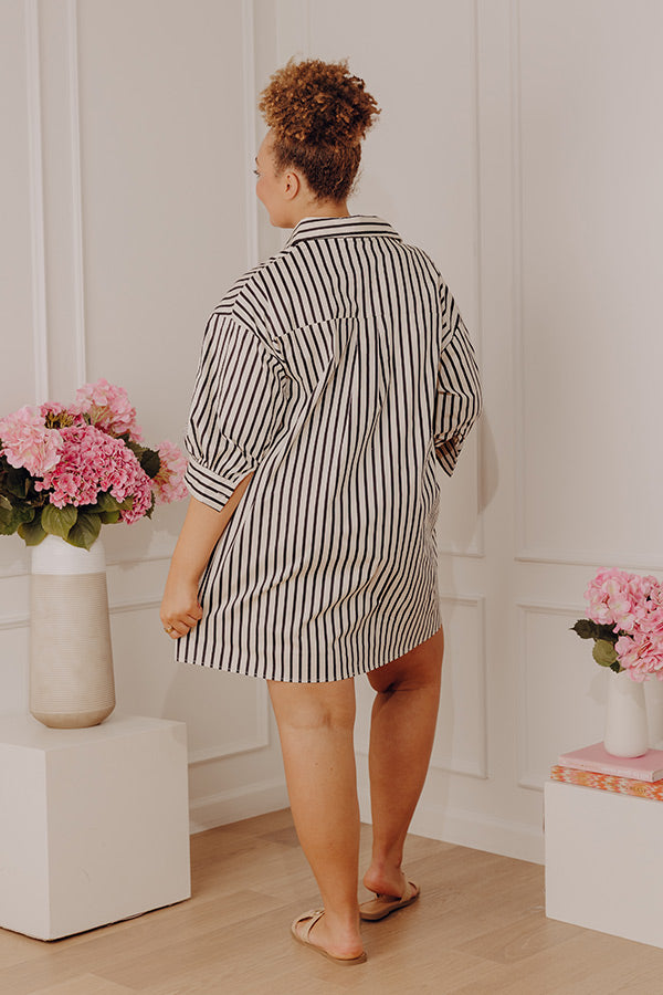 Everyday Icon Stripe Shirt Dress in Ivory Curves Image - 3