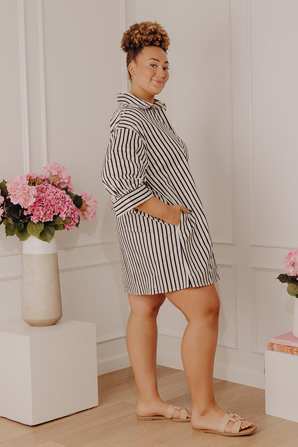 Everyday Icon Stripe Shirt Dress in Ivory Curves Image - 4