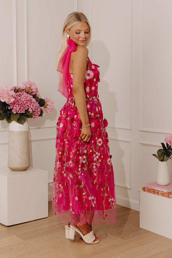 Blooming Gala Embroidered Floral Midi Dress Image - 2