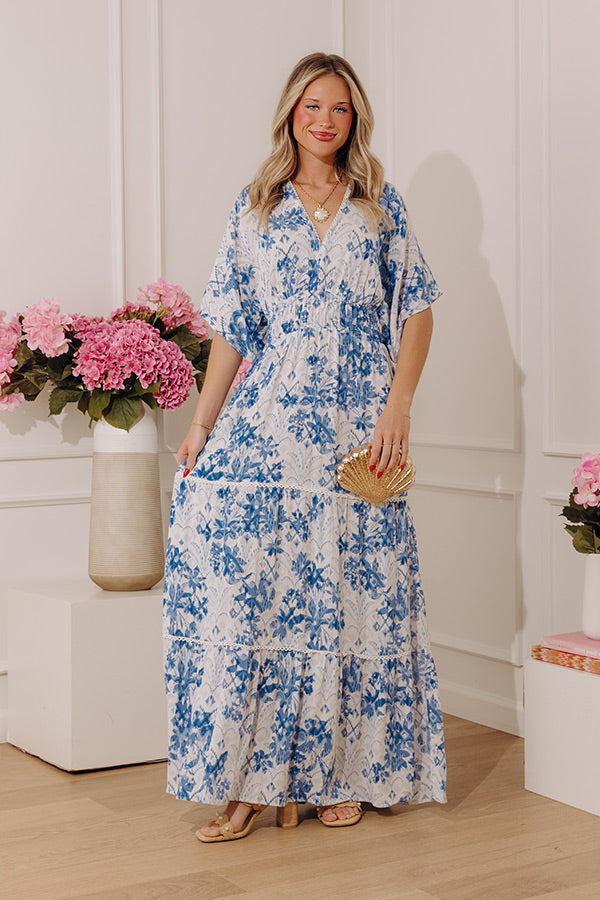 Destination Chic Floral Kimono Maxi Dress Image - 5