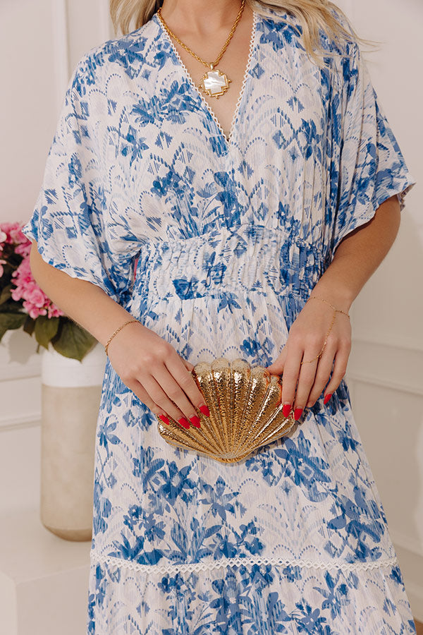 blue floral kimono dress Destination Chic Floral Kimono Maxi Dress L / blue