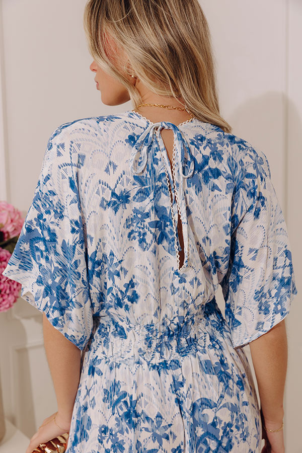 blue floral kimono dress Baltic Born Womens Austin Kimono Dress | Cobalt Print
