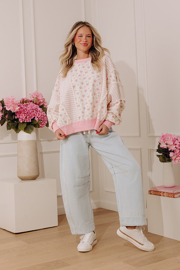 Floral Daydream Oversized Sweatshirt in Pink Image - 4