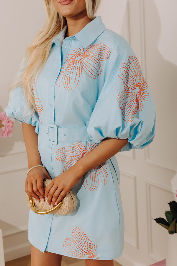 Chic Moment Embroidered Button Down Mini Dress Image - 4