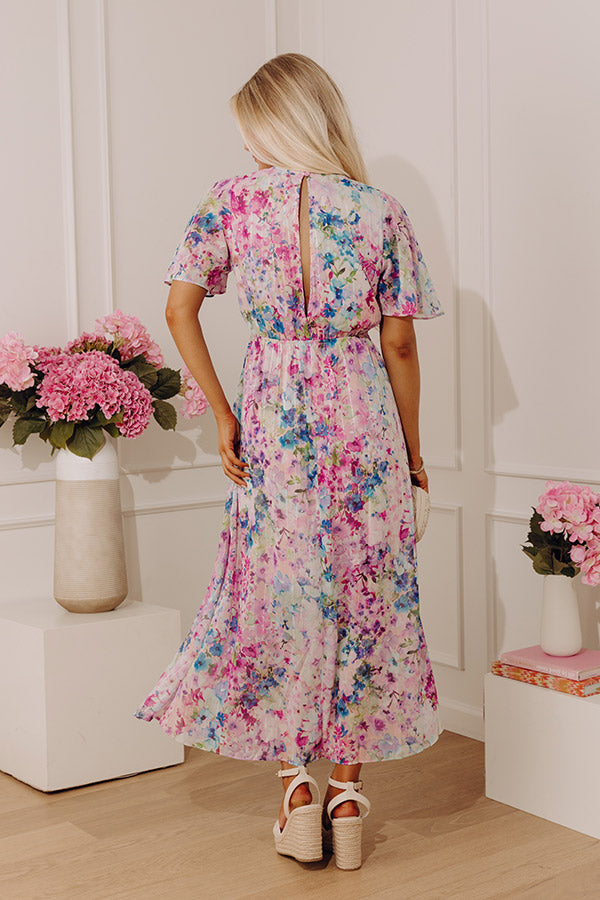 Watercolor Whimsy Floral Midi Dress Image - 5