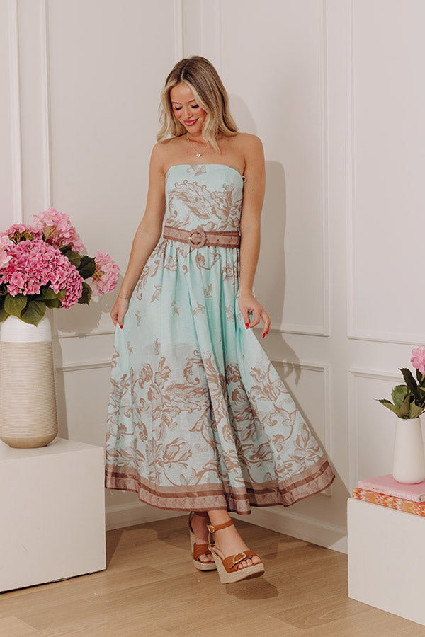 Paris Petals Midi Dress in Light Teal Image - 1