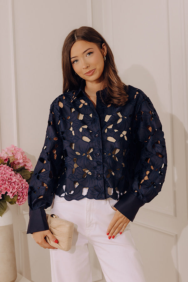 Downtown Darling Floral Embroidered Button Up Top Image - 3