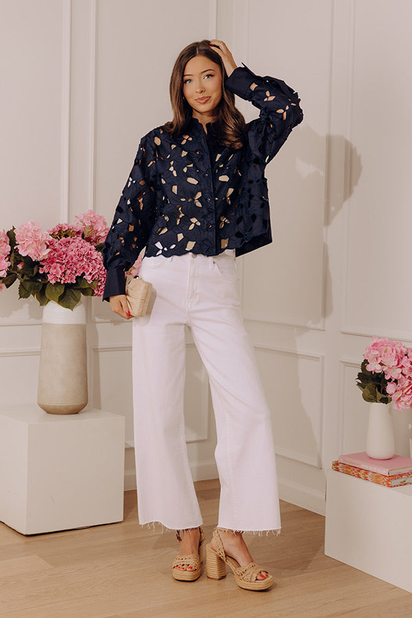 Downtown Darling Floral Embroidered Button Up Top Image - 1