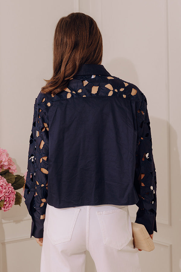 Downtown Darling Floral Embroidered Button Up Top Image - 4