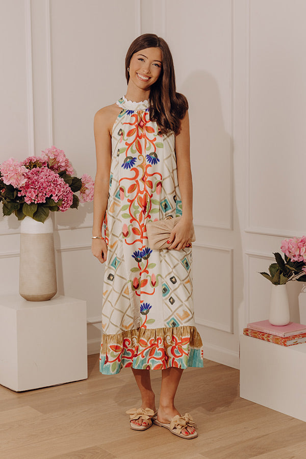 Mediterranean Muse Midi Dress in Scarlet Image - 1