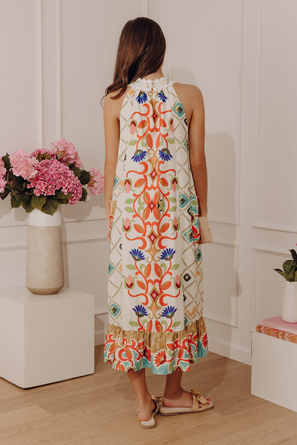 Mediterranean Muse Midi Dress in Scarlet Image - 4