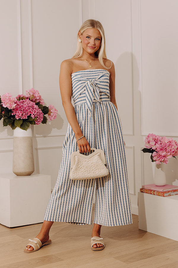 First Class Coastline Front Tie Knit Jumpsuit in Blue Image - 1