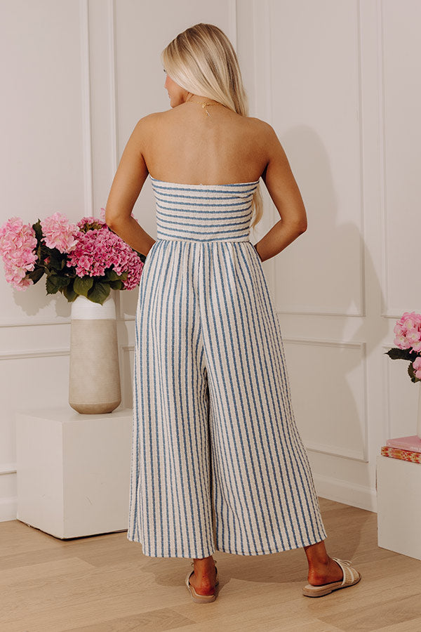 First Class Coastline Front Tie Knit Jumpsuit in Blue Image - 4