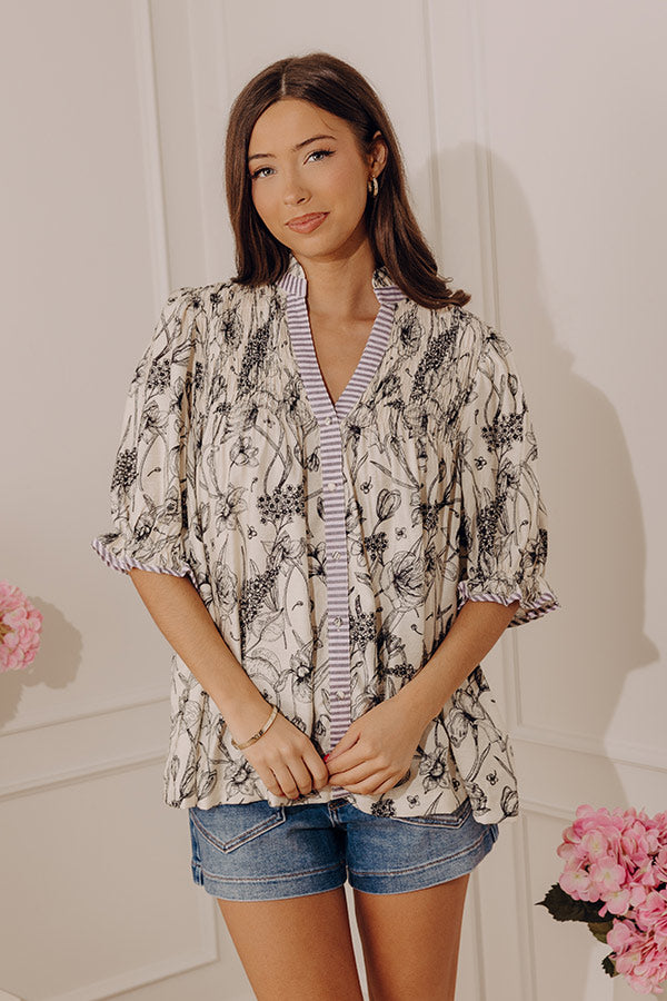Polished Darling Floral Button Up Top Image - 2