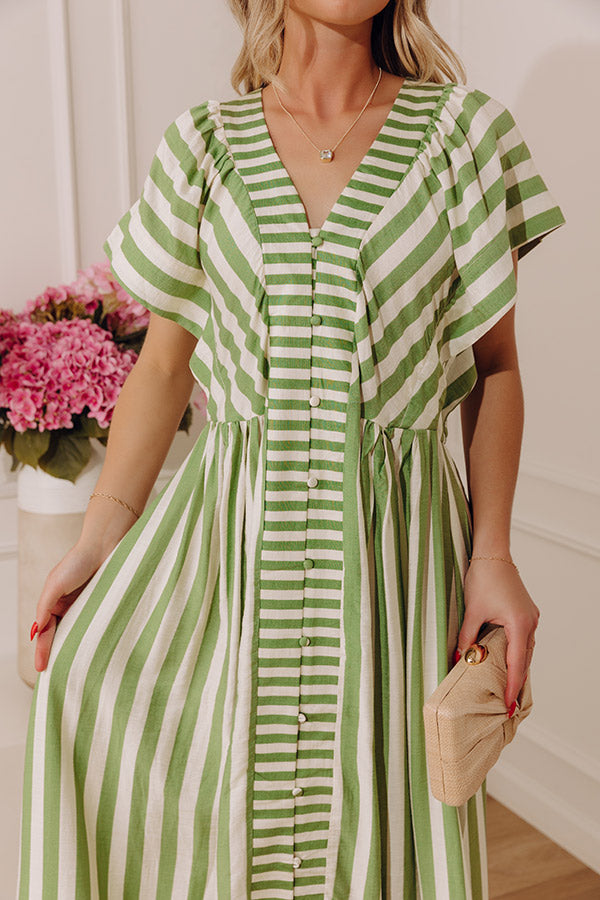 Coastal Luxe Stripe Midi Dress in Green M / Green Coastal Luxe Stripe Midi Dress in Green M / Green