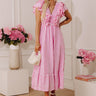 Stripe Affair Ruffle Midi Dress in Pink Image - 1