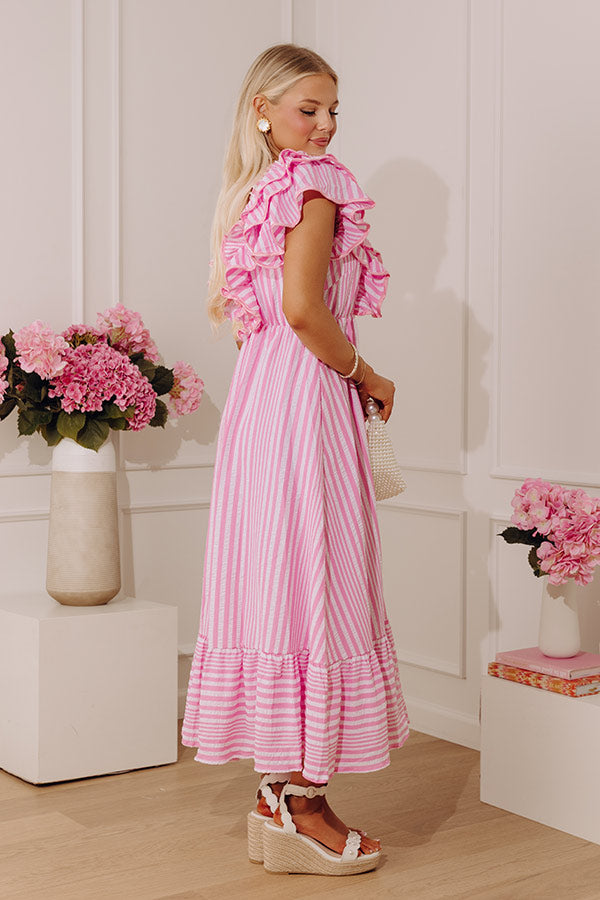 Stripe Affair Ruffle Midi Dress in Pink Image - 2