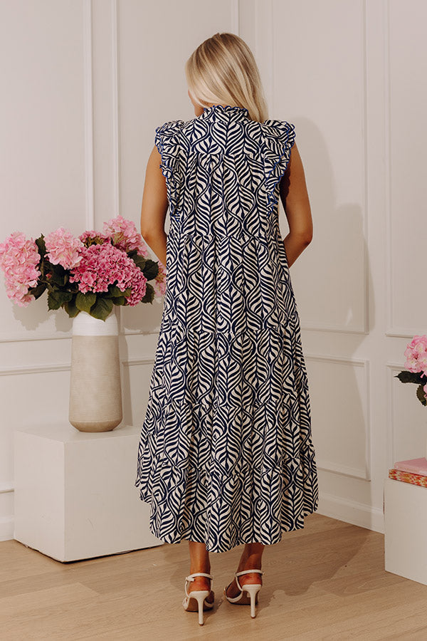 Sway In Style Tiered Midi Dress in Navy Image - 3