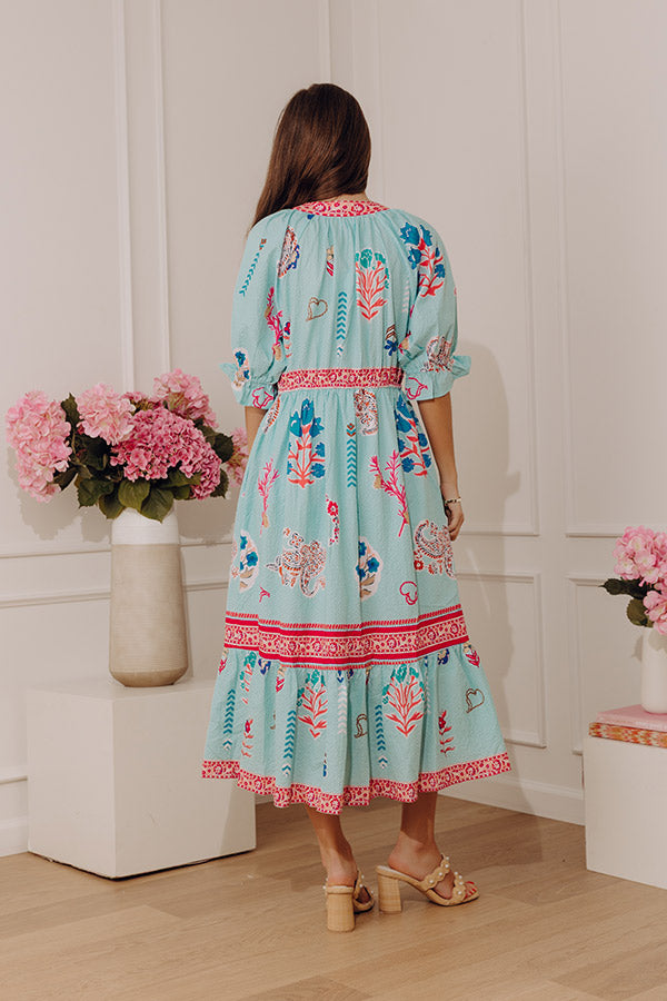 Seaside Garden Floral Midi Dress Image - 4