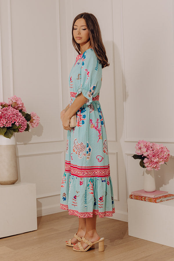 Seaside Garden Floral Midi Dress Image - 3