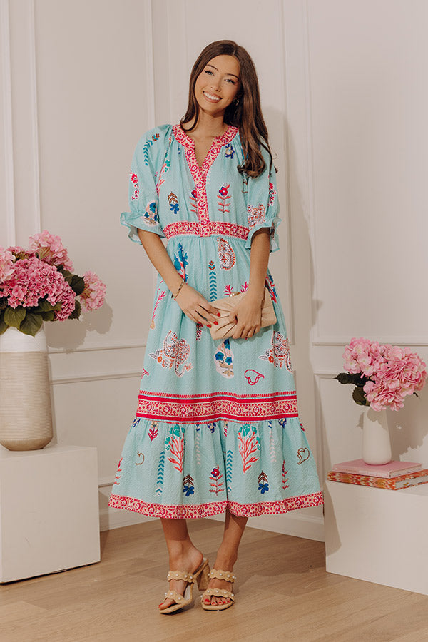 Seaside Garden Floral Midi Dress Image - 1