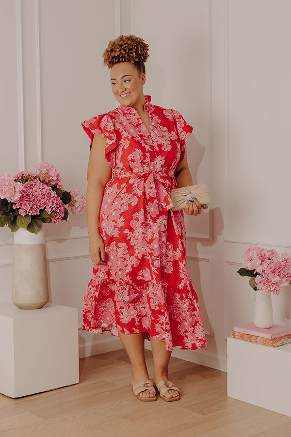Floral Keepsake Eyelet Midi Dress Curves