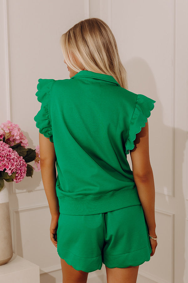 Favorite Fit Quarter Zip Scuba Top in Green Image - 4