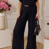 Seaside Bistro Midrise Linen-Blend Wide Leg Pants in Black Image - 1