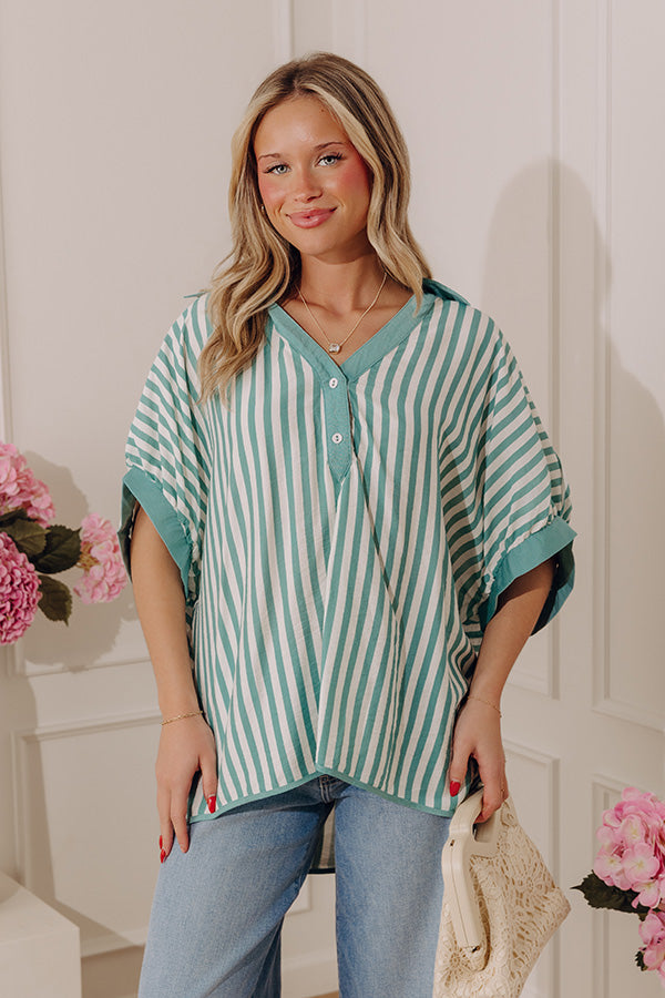 Dockside Chic Stripe Top in Teal Image - 1