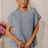 Seaside Bistro Linen-Blend Smocked Top in Airy Blue Image - 1