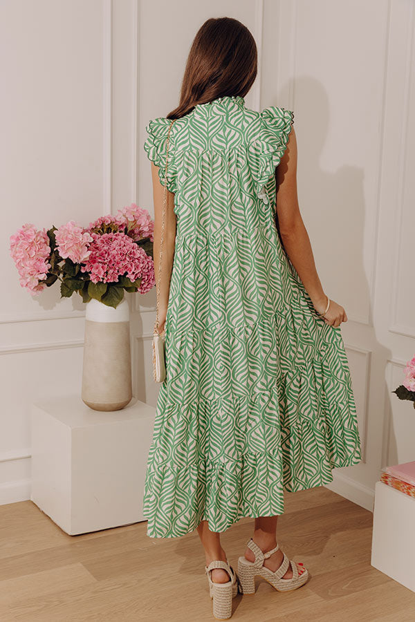Sway In Style Tiered Midi Dress in Green Image - 4