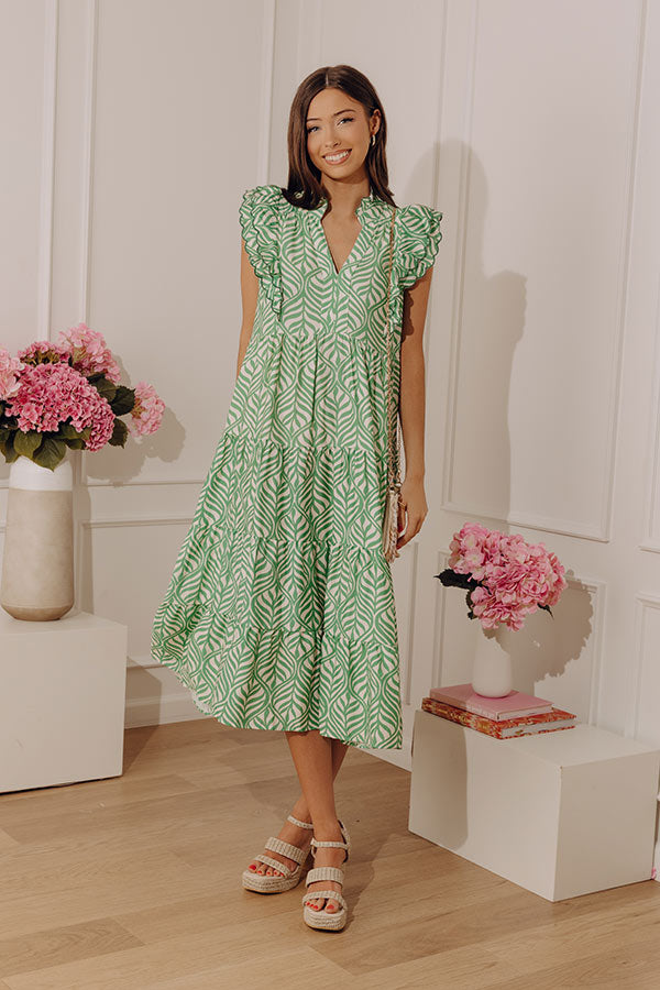 Sway In Style Tiered Midi Dress in Green Image - 1