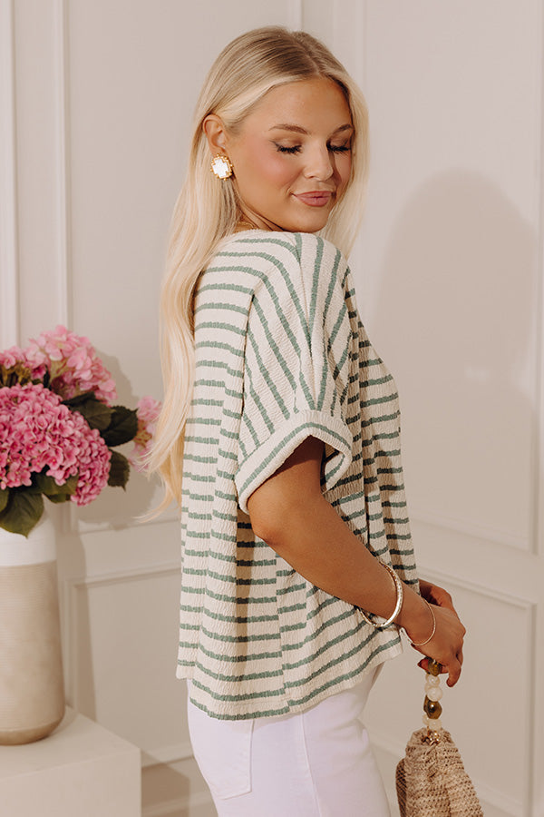 First Class Coastline Oversized Knit Tee in Sage Image - 3