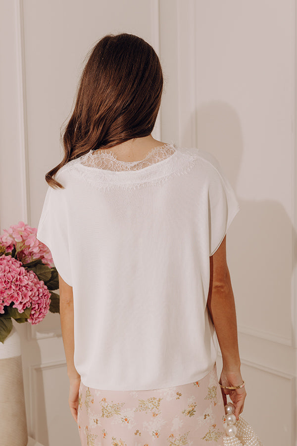 Casual Luxe Lace Trim Knit Top in Ivory Image - 5