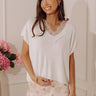 Casual Luxe Lace Trim Knit Top in Ivory Image - 1