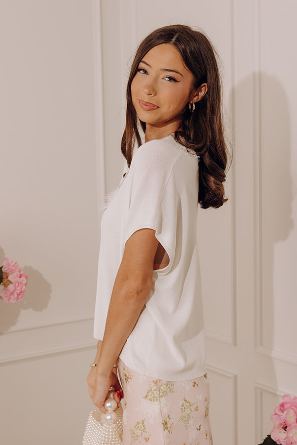 Casual Luxe Lace Trim Knit Top in Ivory Image - 3