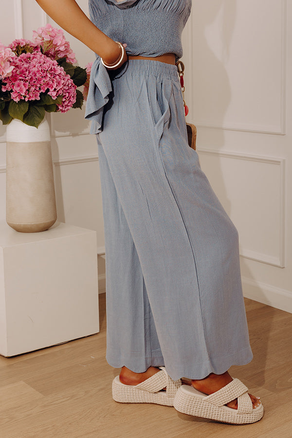 Seaside Bistro Midrise Linen-Blend Wide Leg Pants in Airy Blue Image - 3