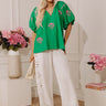 Bloom And Grace Floral Embroidered Top in Kelly Green Image - 1