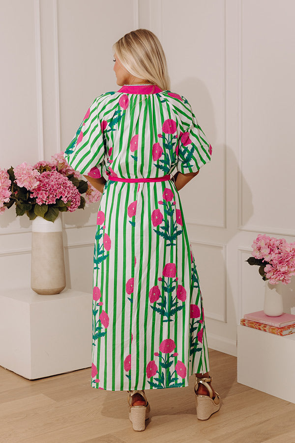 Chic Lines Floral Midi Dress Image - 5